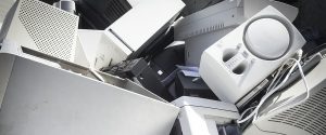pile of electronics being recycled